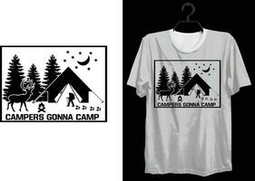 Camping T-shirt Design. Funny Gift Camping T-shirt Design For Camp Lovers. Typography, Custom, Vector t-shirt design. World All Camper T-shirt Design For Adventure.