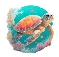 Sea turtle under water png