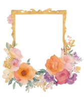 Vintage wooden frame with flower png