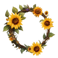 Sunflower wreath clip art png