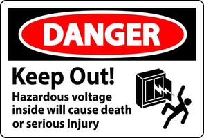 Danger Sign Keep Out Hazardous Voltage Inside, Will Cause Death Or Serious Injury vector