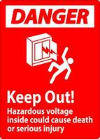 Danger Sign Keep Out Hazardous Voltage Inside, Could Cause Death Or Serious Injury vector