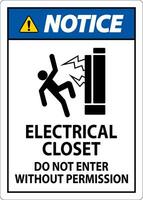 Notice Sign Electrical Closet - Do Not Enter Without Permission vector