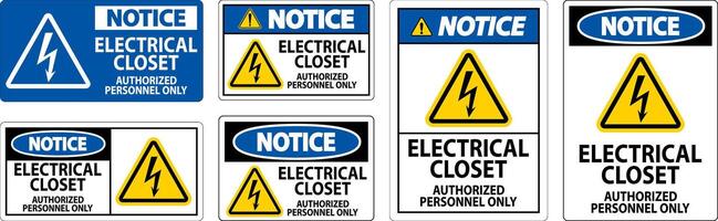 Notice Sign Electrical Closet - Authorized Personnel Only vector