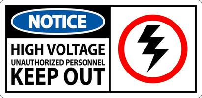 Notice Sign High Voltage Unauthorized Personnel Keep Out vector