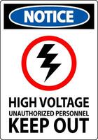 Notice Sign High Voltage Unauthorized Personnel Keep Out vector