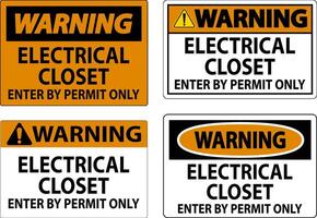 Warning Sign Electrical Closet - Enter By Permit Only vector