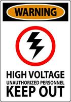 Warning Sign High Voltage Unauthorized Personnel Keep Out vector