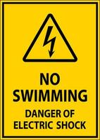 Electrical Hazard Sign No Swimming - Danger Of Electric Shock vector