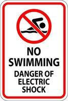 Electrical Hazard Sign No Swimming, Danger Of Electric Shock vector