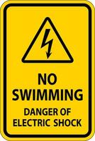 Electrical Hazard Sign No Swimming - Danger Of Electric Shock vector