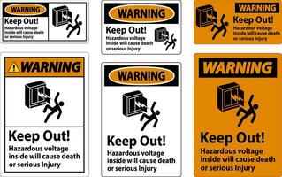 Warning Sign Keep Out Hazardous Voltage Inside, Will Cause Death Or Serious Injury vector