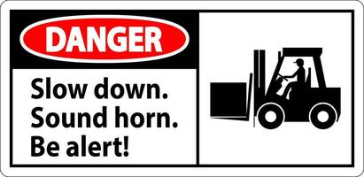 Danger Label Slow Down Sound Horn Be Alert vector