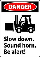 Danger Label Slow Down Sound Horn Be Alert vector