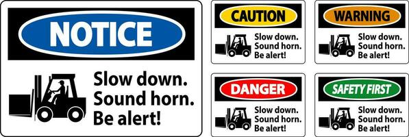 Danger Label Slow Down Sound Horn Be Alert vector