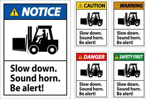 Danger Label Slow Down Sound Horn Be Alert vector