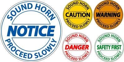 Floor Sign, Caution Sound Horn, Proceed Slowly vector