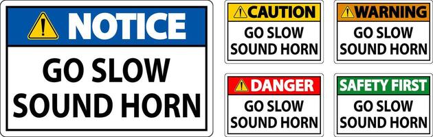 Caution Sign, Go Slow Sound Horn Sign vector