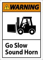 Warning Sign, Go Slow Sound Horn Sign vector