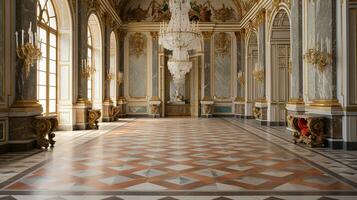 foto de el habitación presentando el interior diseño de el palacio de versalles, Francia. generativo ai