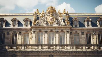 Photo of the room featuring the interior design of the Palace of Versaille, France. Generative AI