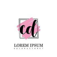 CD Initial Letter handwriting logo with square brush template vector