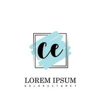 CE Initial Letter handwriting logo with square brush template vector