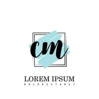 CM Initial Letter handwriting logo with square brush template vector