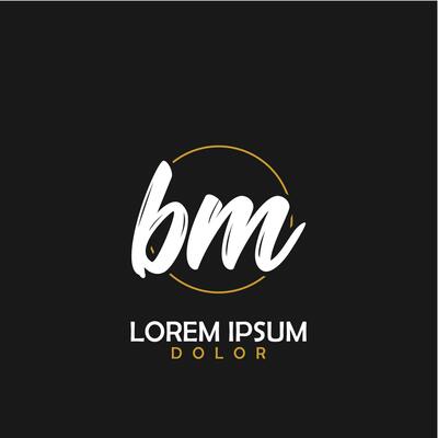 BM Initial Brush In Circle Frame Template Design