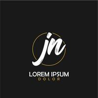 JN Initial Brush In Circle Frame Template Design vector