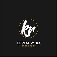 KR Initial Brush In Circle Frame Template Design vector