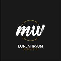 M Initial Brush In Circle Frame Template Design vector