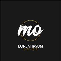 MO Initial Brush In Circle Frame Template Design vector