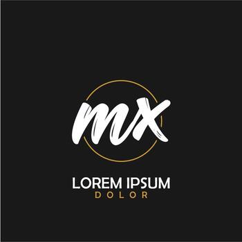 MX Initial Brush In Circle Frame Template Design vector