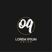 OQ Initial Brush In Circle Frame Template Design vector