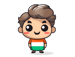 an indian kid in a green and orange outfit 15th august Independence day ai generative tri colour stickers png