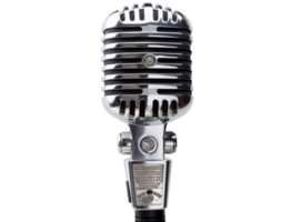 Old microphone isolated on white background. png