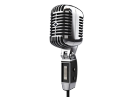 Old microphone isolated on white background. png