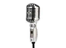 Old microphone isolated on white background. Generative AI png