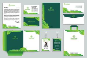 corporativo verde color papelería diseño vector