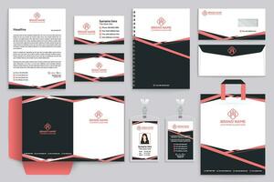 Corporate red and black color stationery design vector