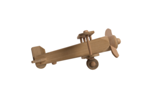 Isolated wooden airplane toy ready to fly png