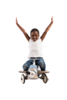 Isolated young  girl plays with an airplane toy png