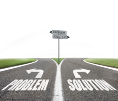 Crossroads with problem and solution way. Concept of right decision in business png