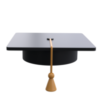 Graduation university or college black cap 3d icon education realistic illustration isolated transparent png. Element for degree ceremony and educational programs design png