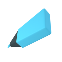 3d blå stryknings markör ikon för skola kontor. brevpapper Viktig meddelande symbol illustration tolkning redigerbar isolerat med transparent png