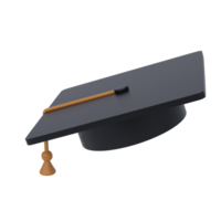 Graduation university or college black cap 3d icon education realistic illustration isolated with transparent png. Element for degree ceremony and educational programs design png