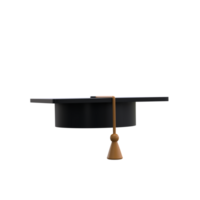 Graduation university or college black cap 3d icon education realistic illustration isolated transparent png. Element for degree ceremony and educational programs design png