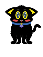 Black cat smile cute png