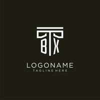 BX initial logo with geometric pillar style design vector